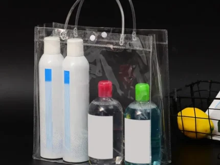 Storage Pouch Universal PVC Plastic Handbag Transparent Portable Wine bag Ice Tote Bag Leak-proof Travel Flowers Gift Bags
